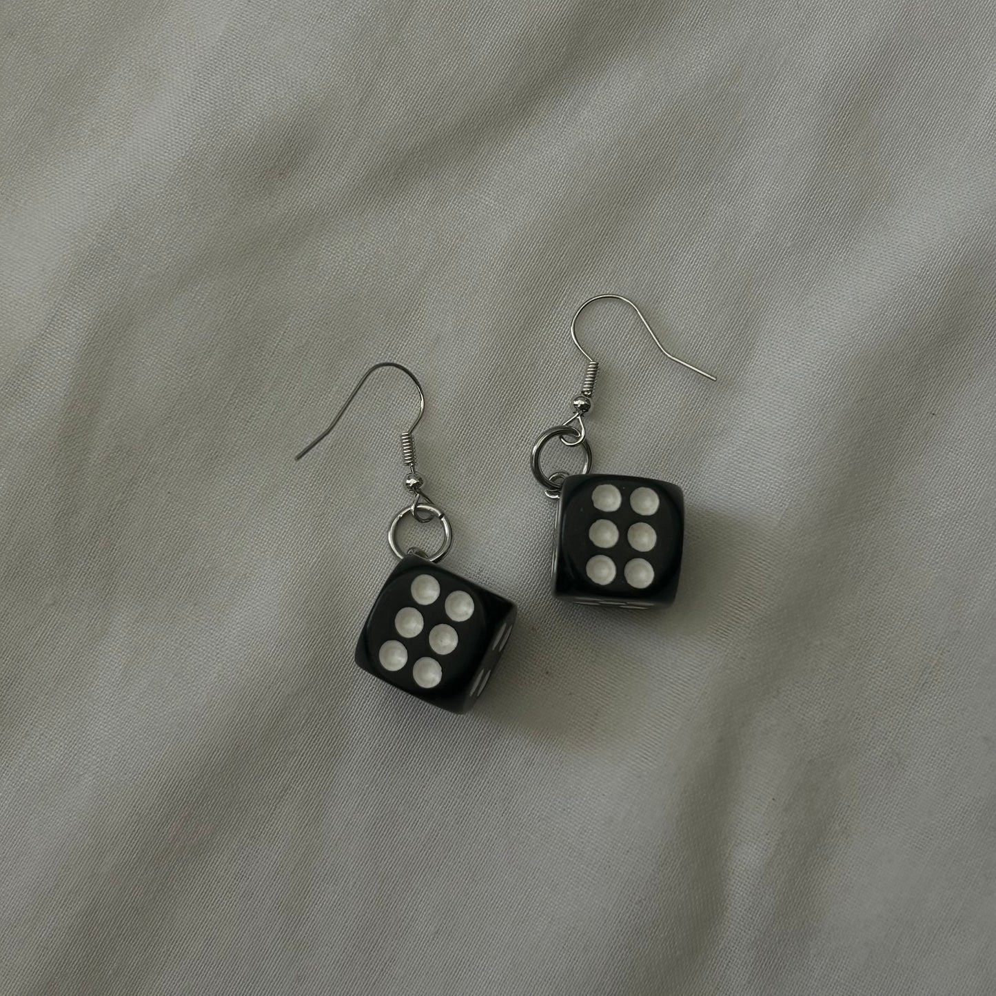 Black dice earrings