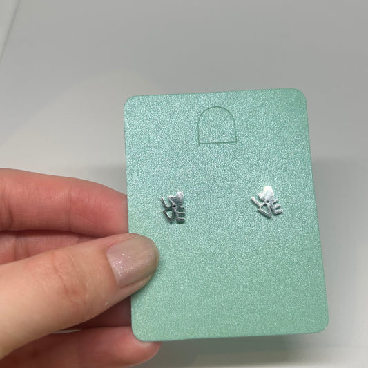 Love slogan stud earrings