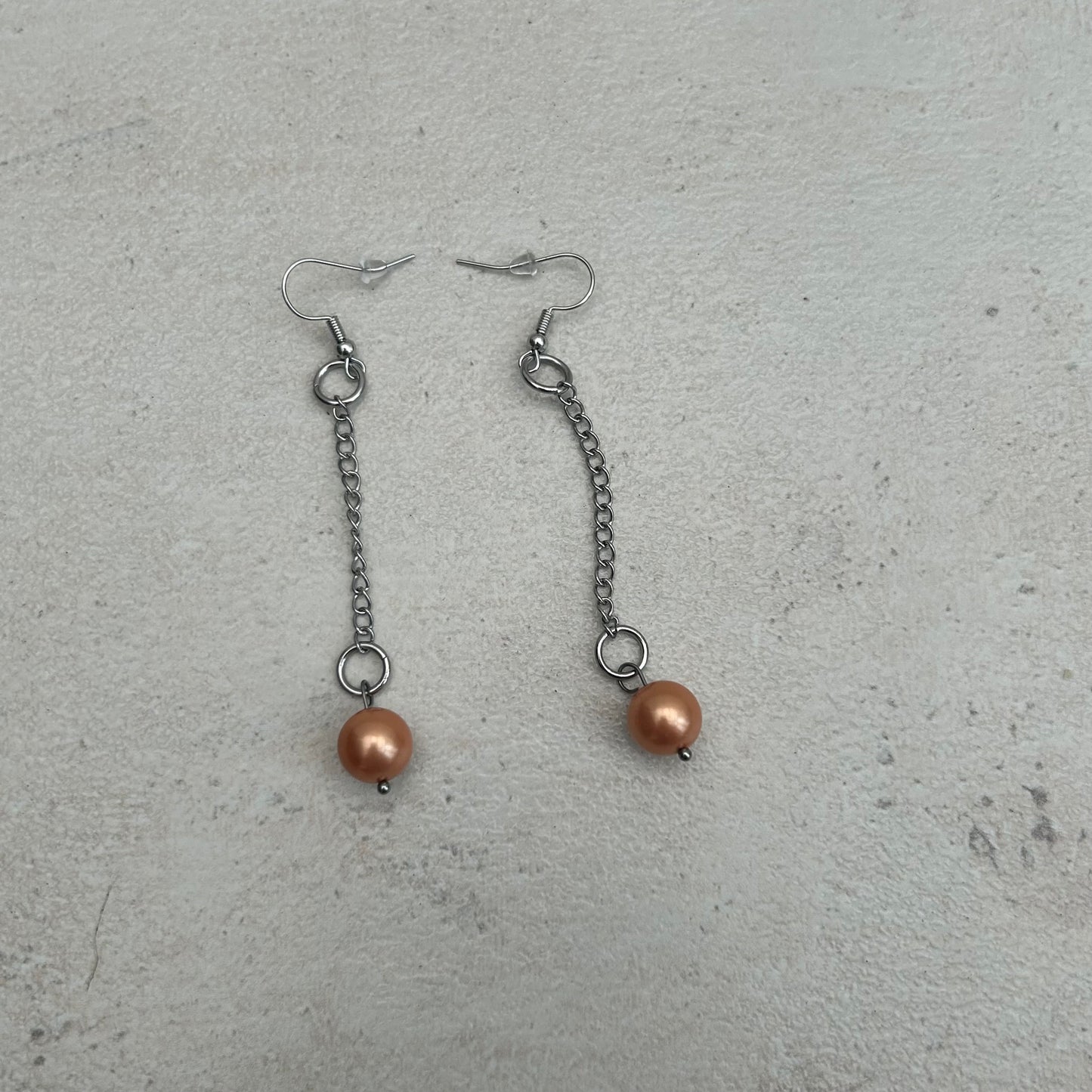Glass pearl bead droplet earrings