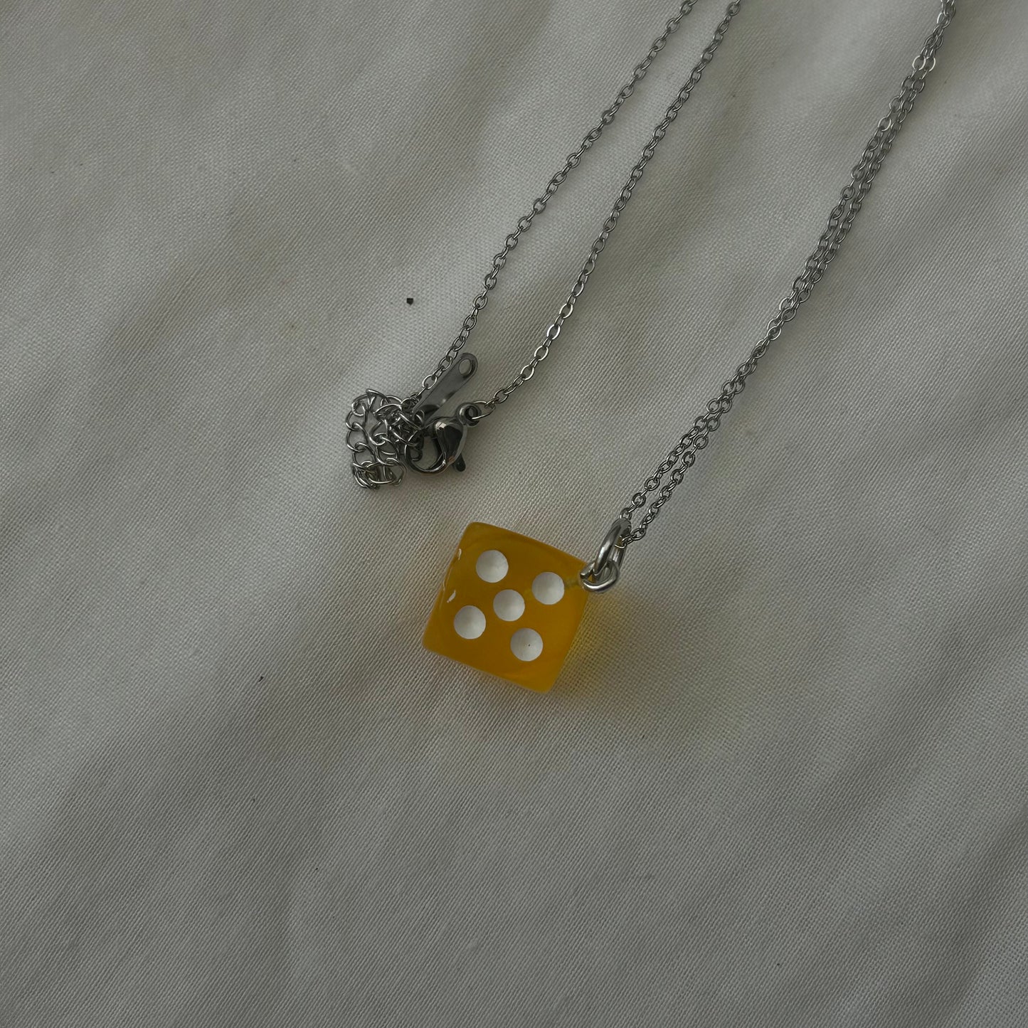 Yellow dice necklace