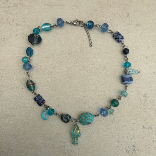 Blue fish necklace