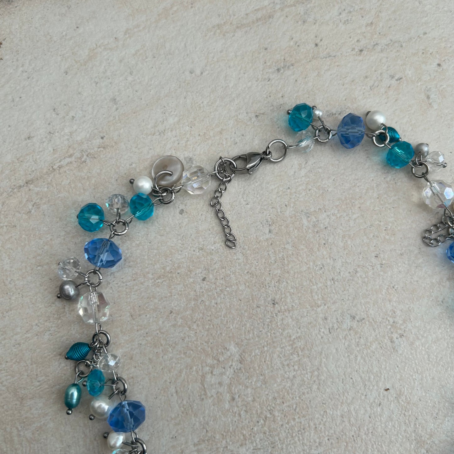 blue glass fish cluster necklace