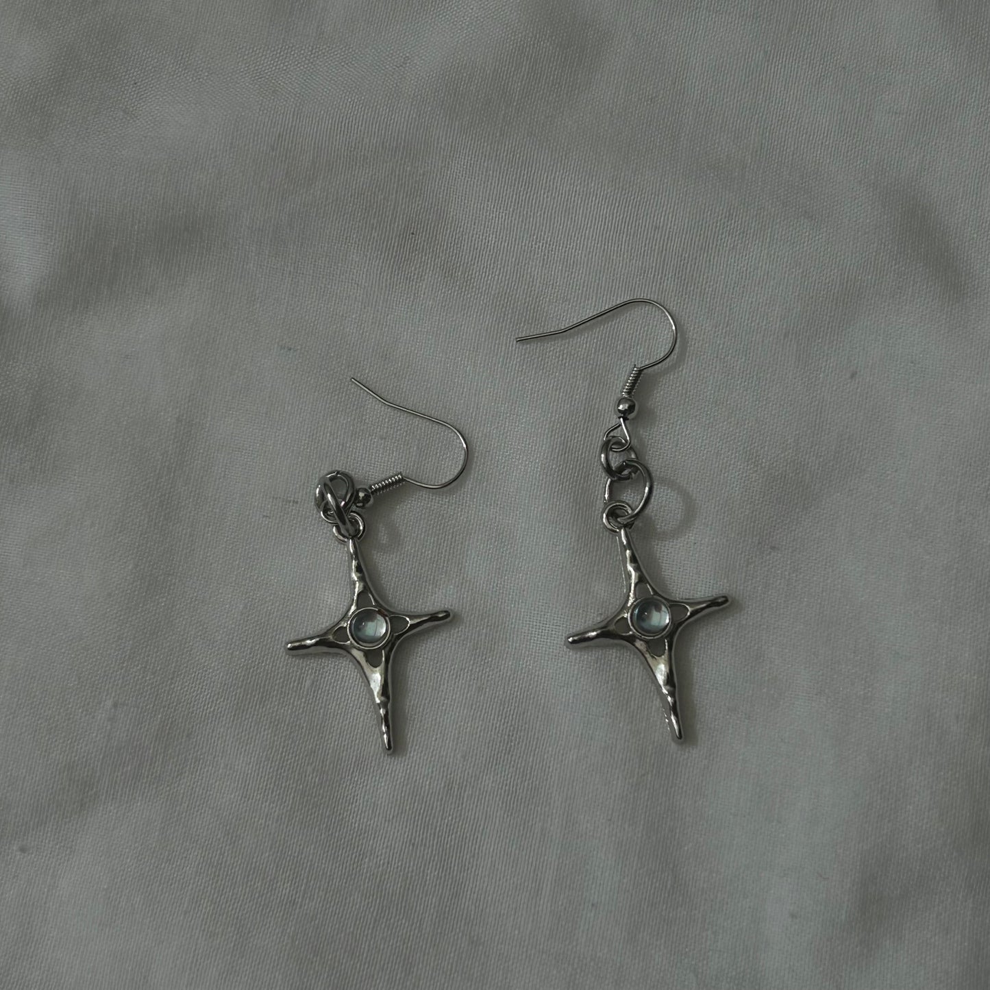 Silver celestial star earrings