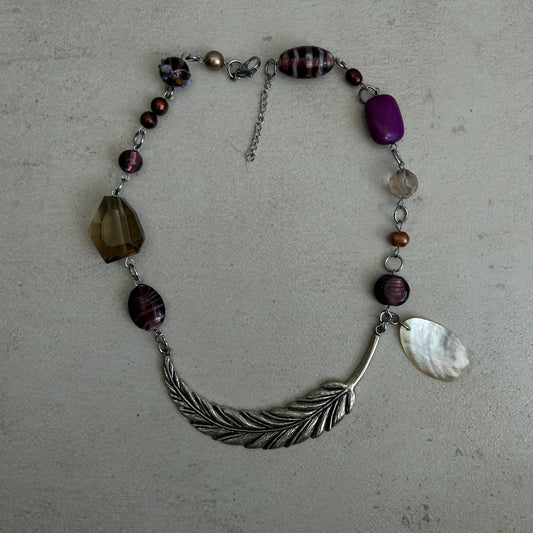 Feather beaded necklace