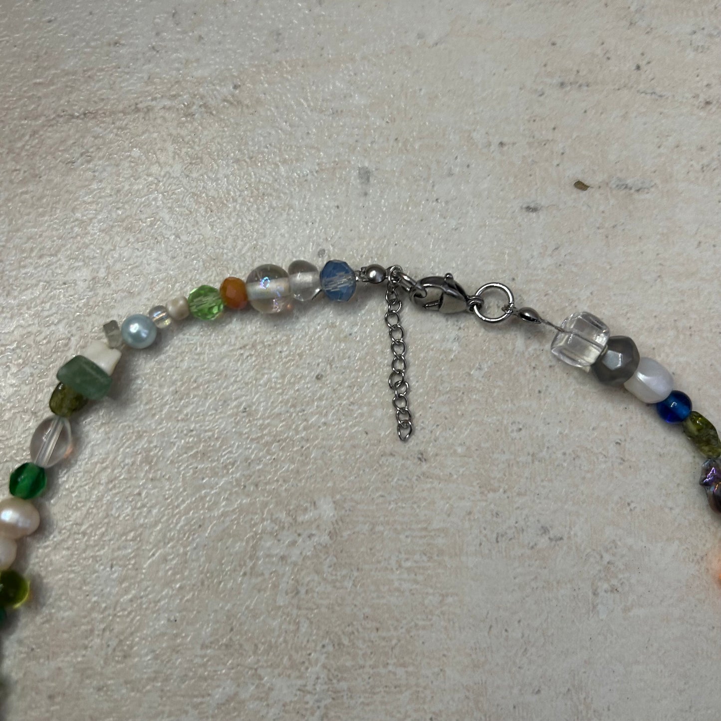 Gold on blue fish beaded necklace