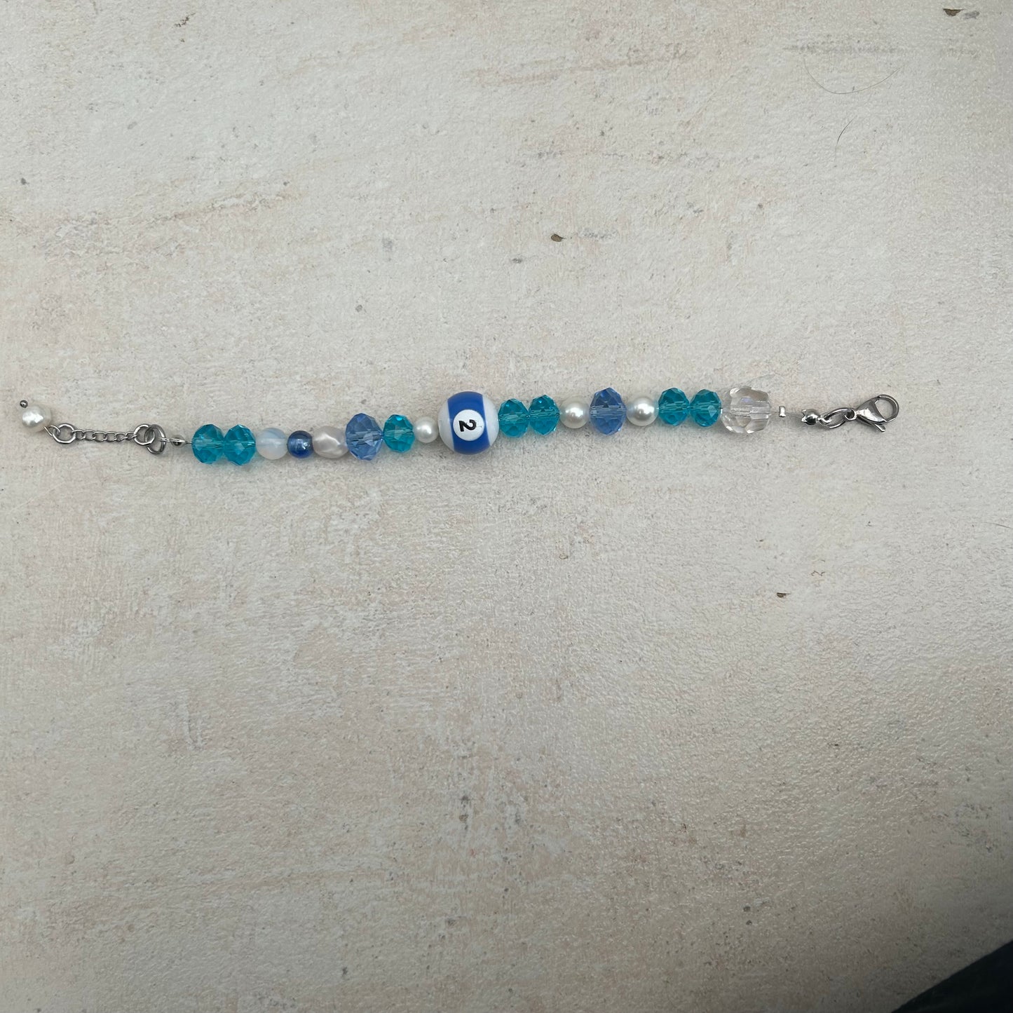 Blue glass beaded bracelet