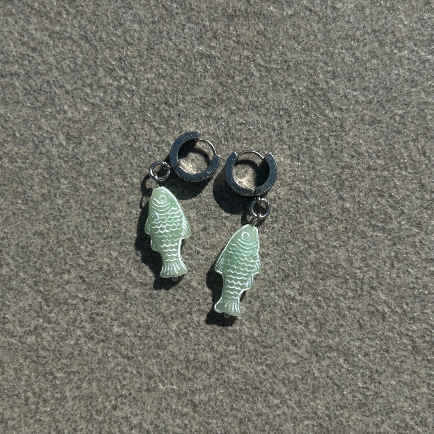 chalk teal fish earrings