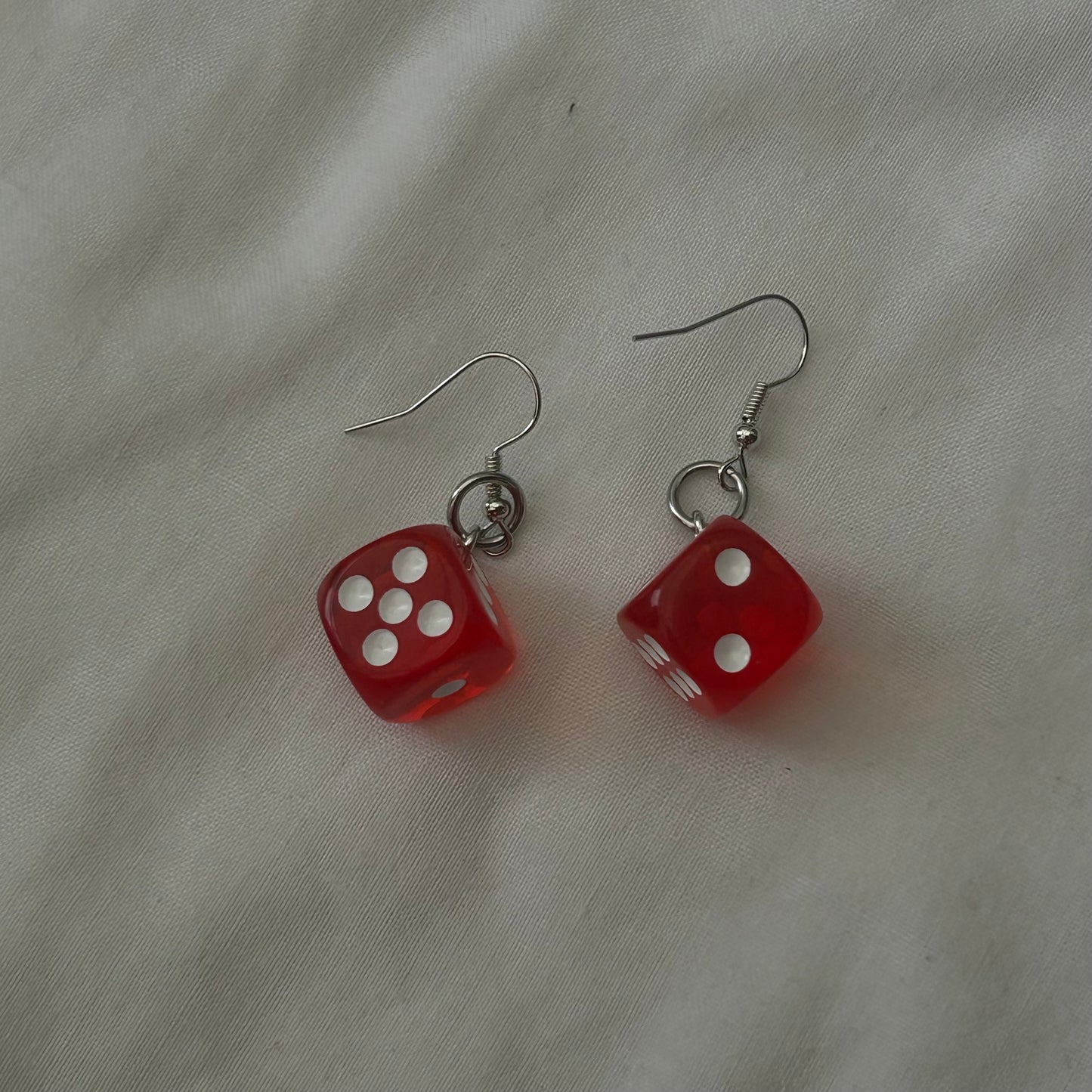 Red dice earrings