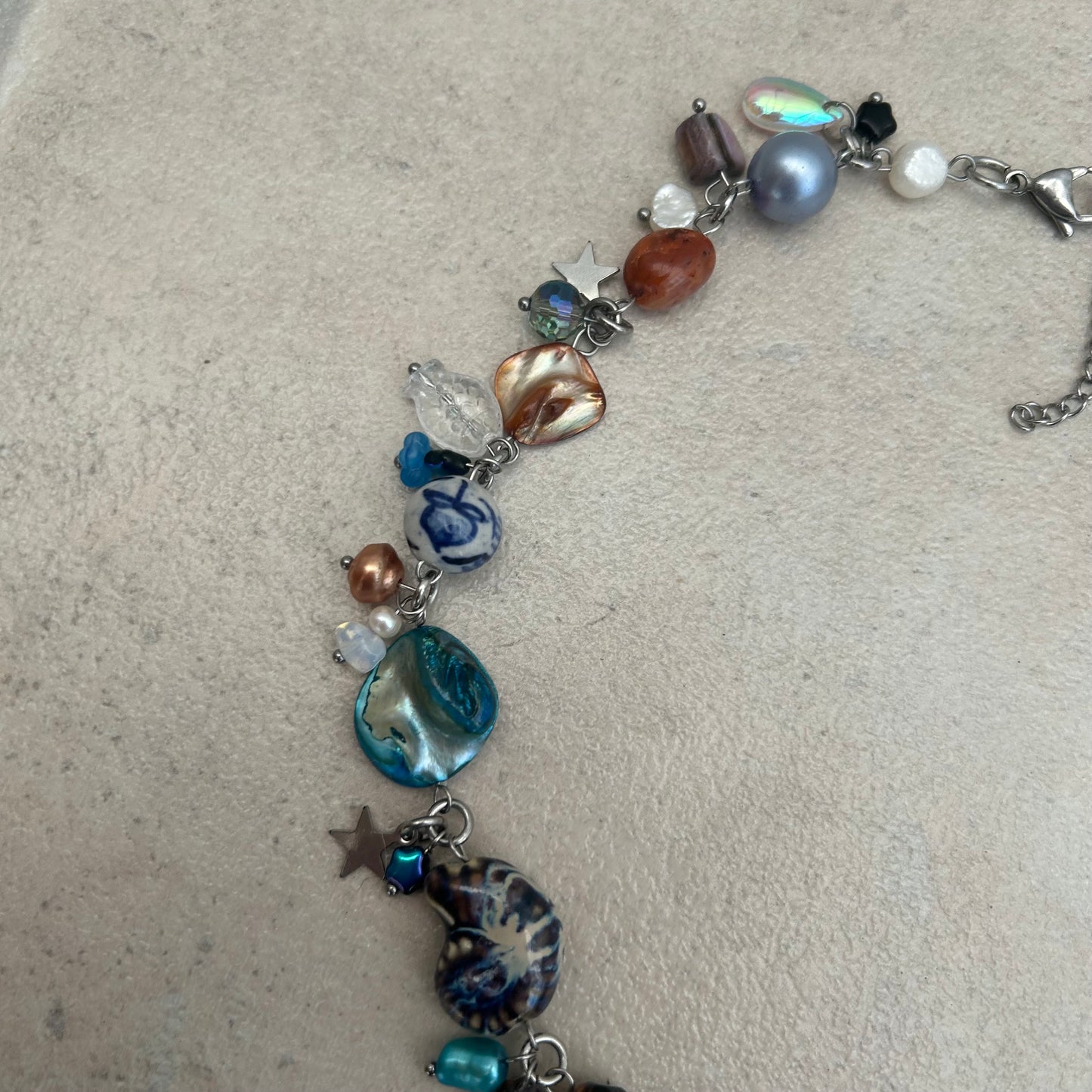 blue & orange fish necklace