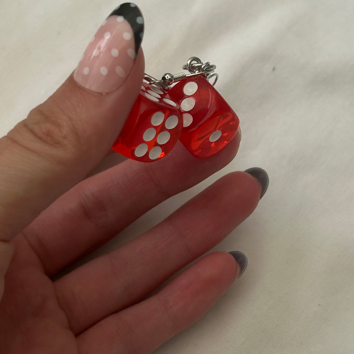 Red dice earrings