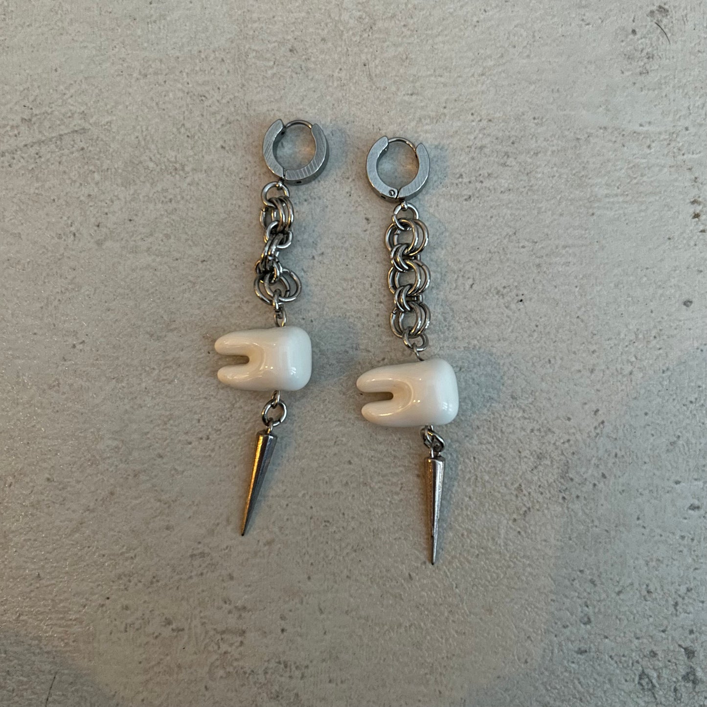 Chainmail ceramic stainless steel earrings