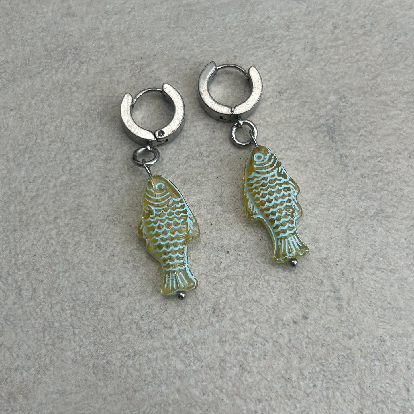 Sage green fish earrings