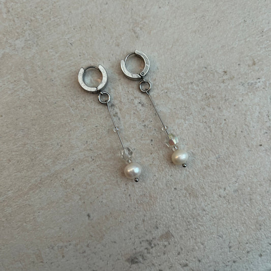 Pearl drop stainless steel earrings