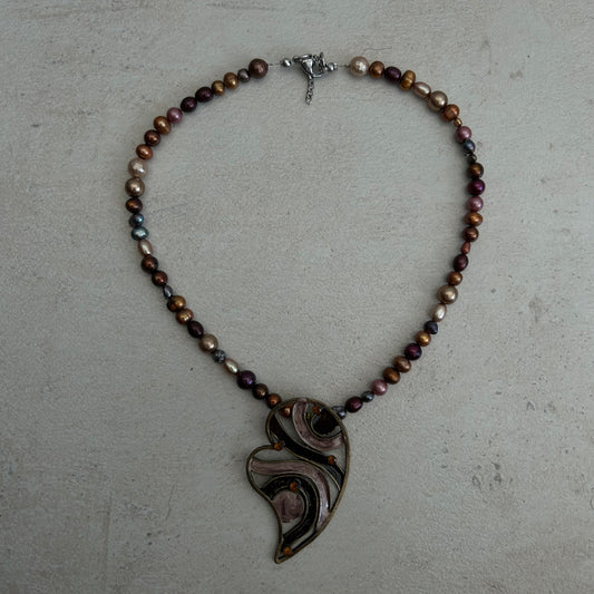 Freshwater pearl heart necklace