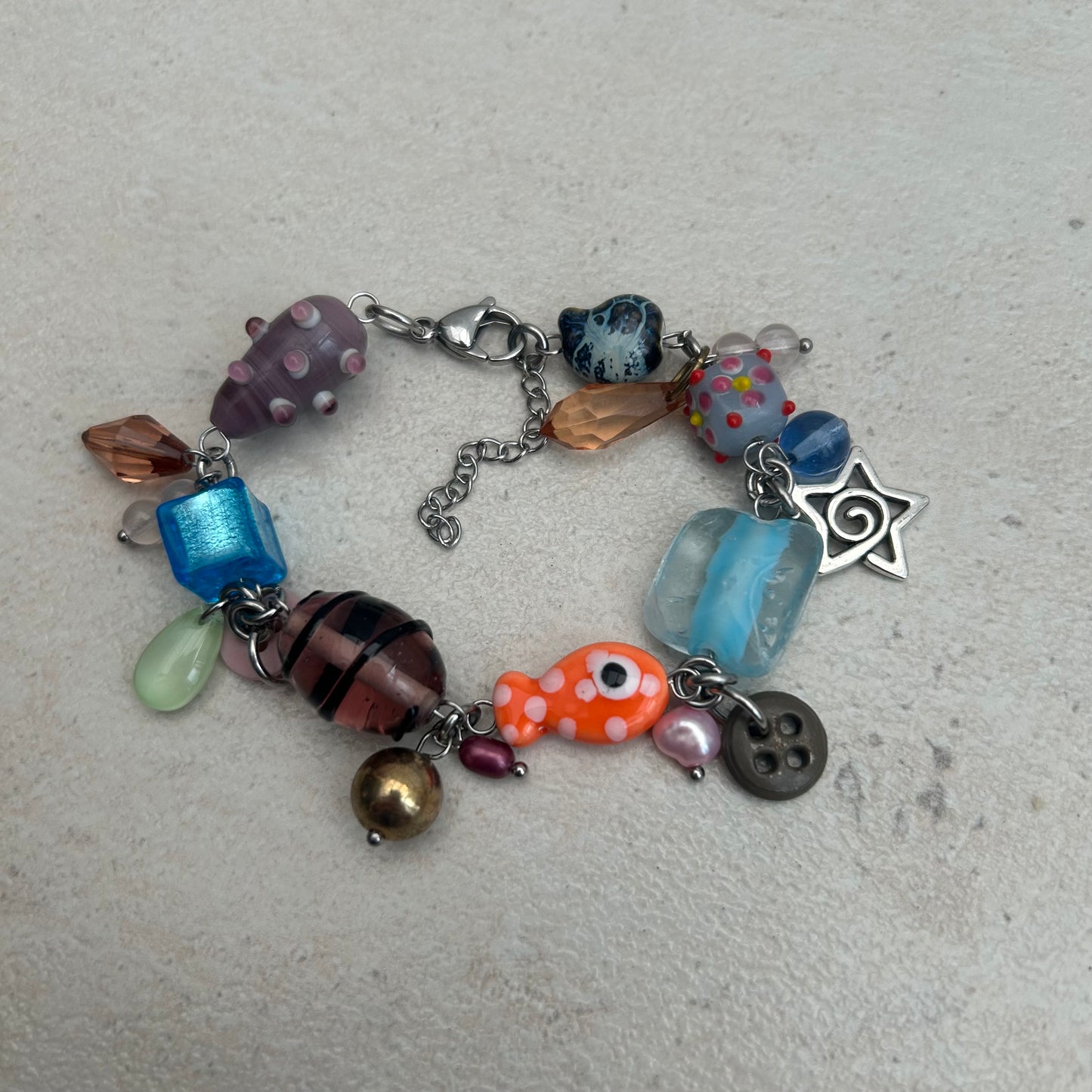 Orange polka dot fish bracelet