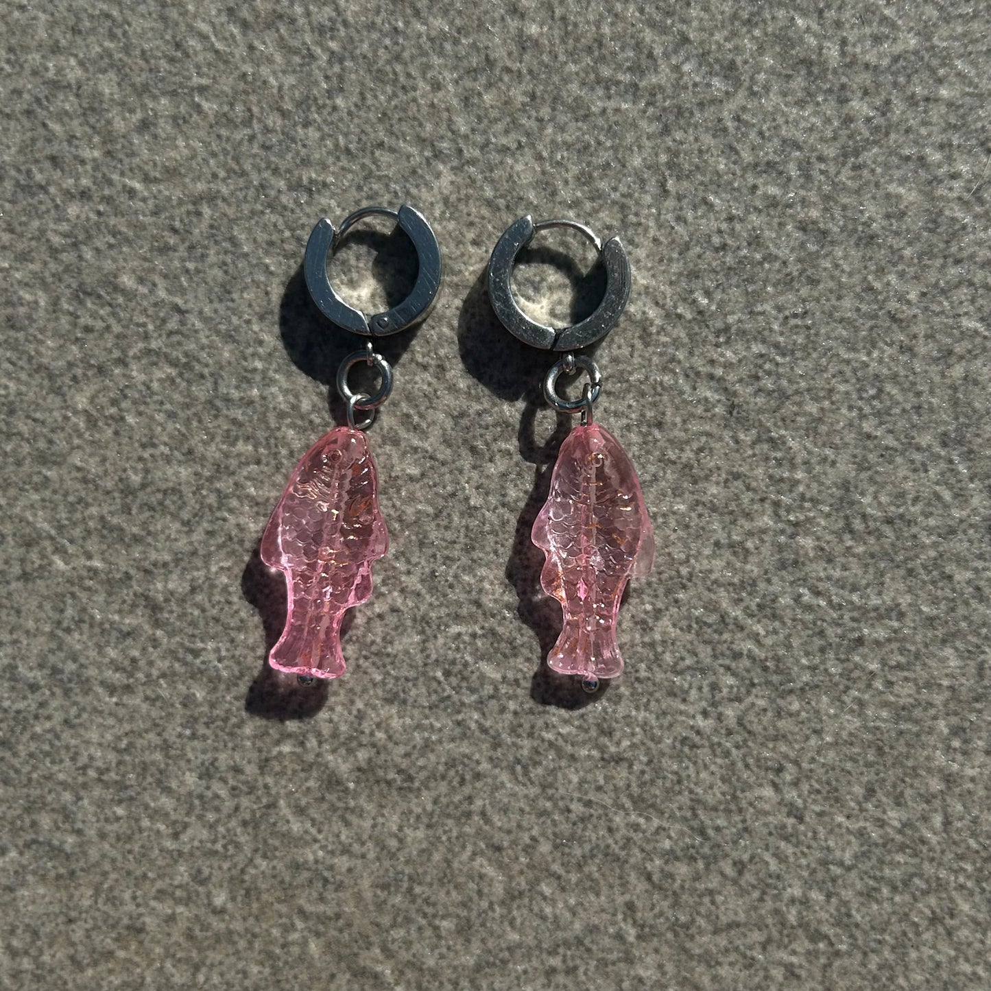 jelly pink fish earrings