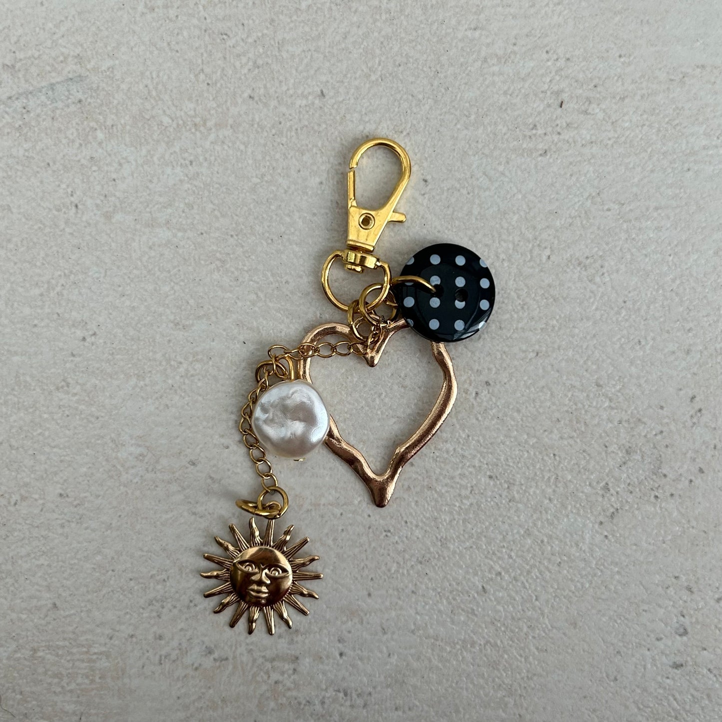 Gold polka dot keyring