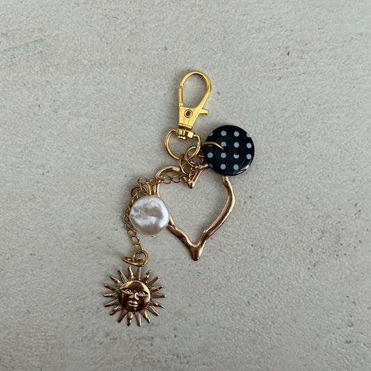 Gold polka dot keyring