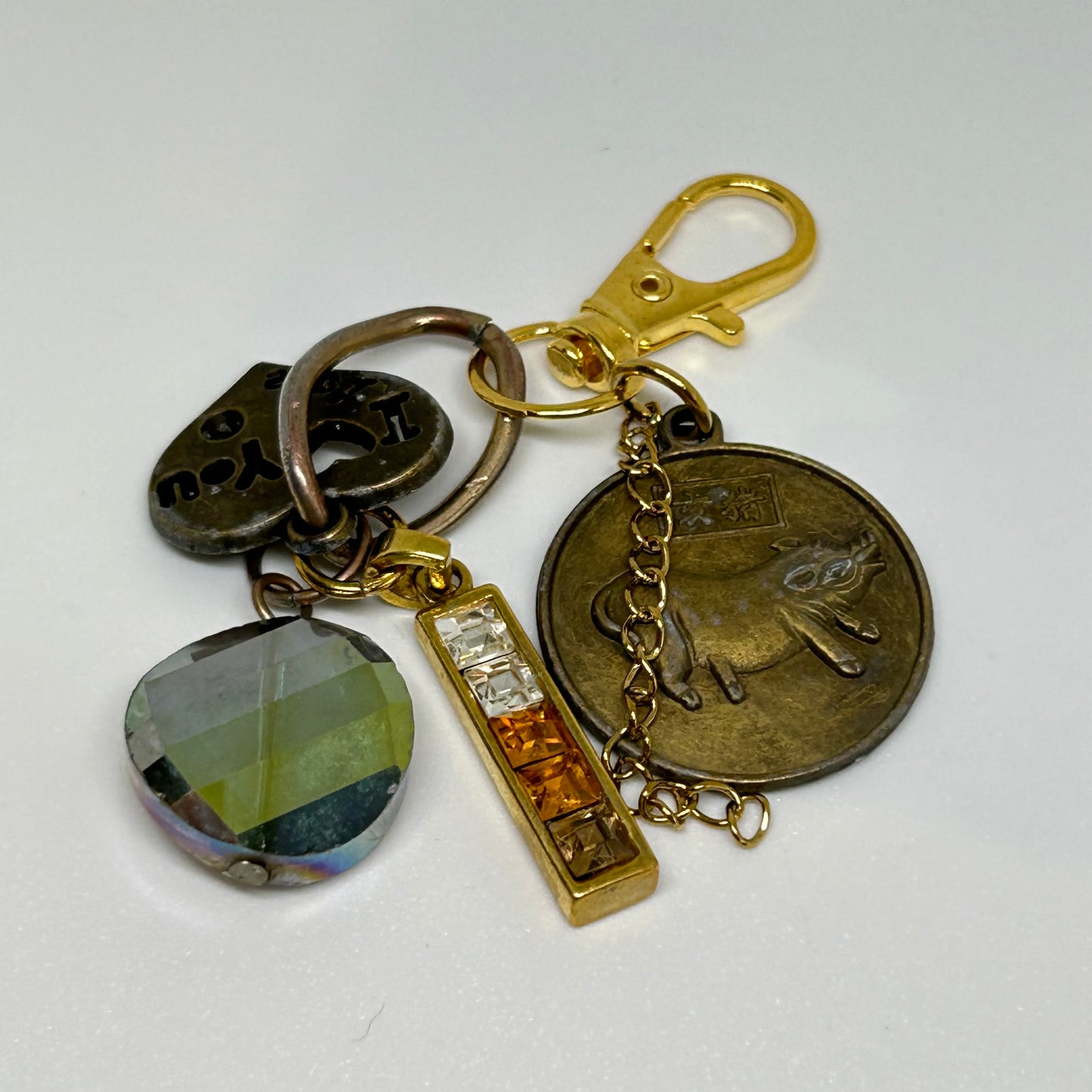 Cluster coin trinket keyring