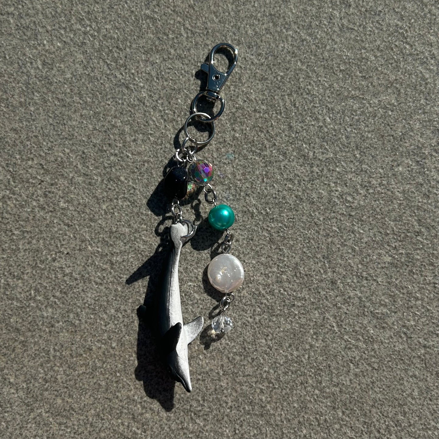 dolphin beaded key ring
