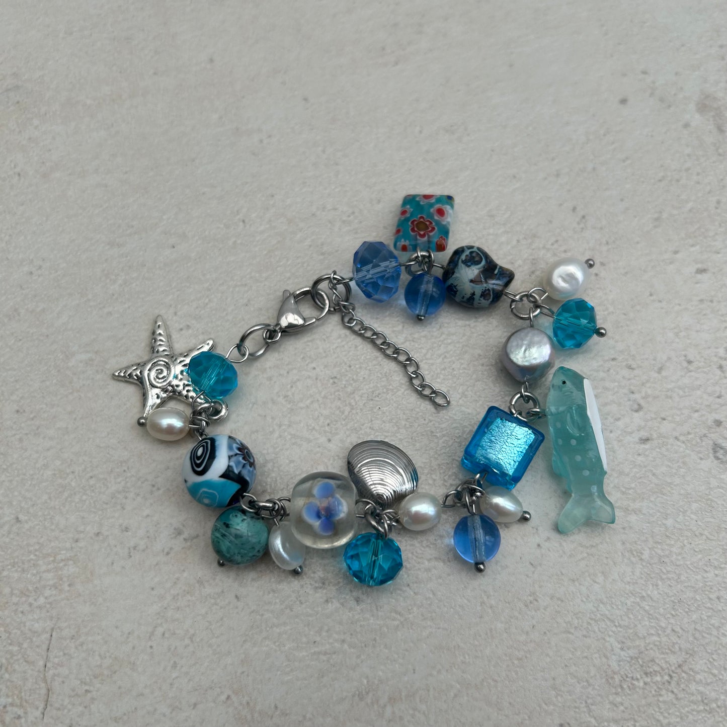 Blue whale shark cluster bracelet