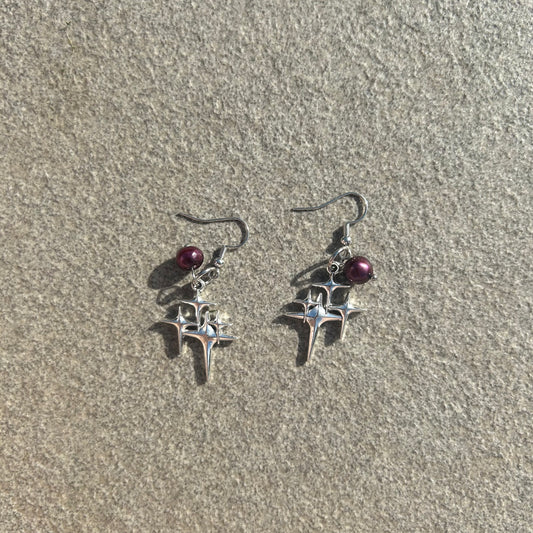 Purple pearl earrings
