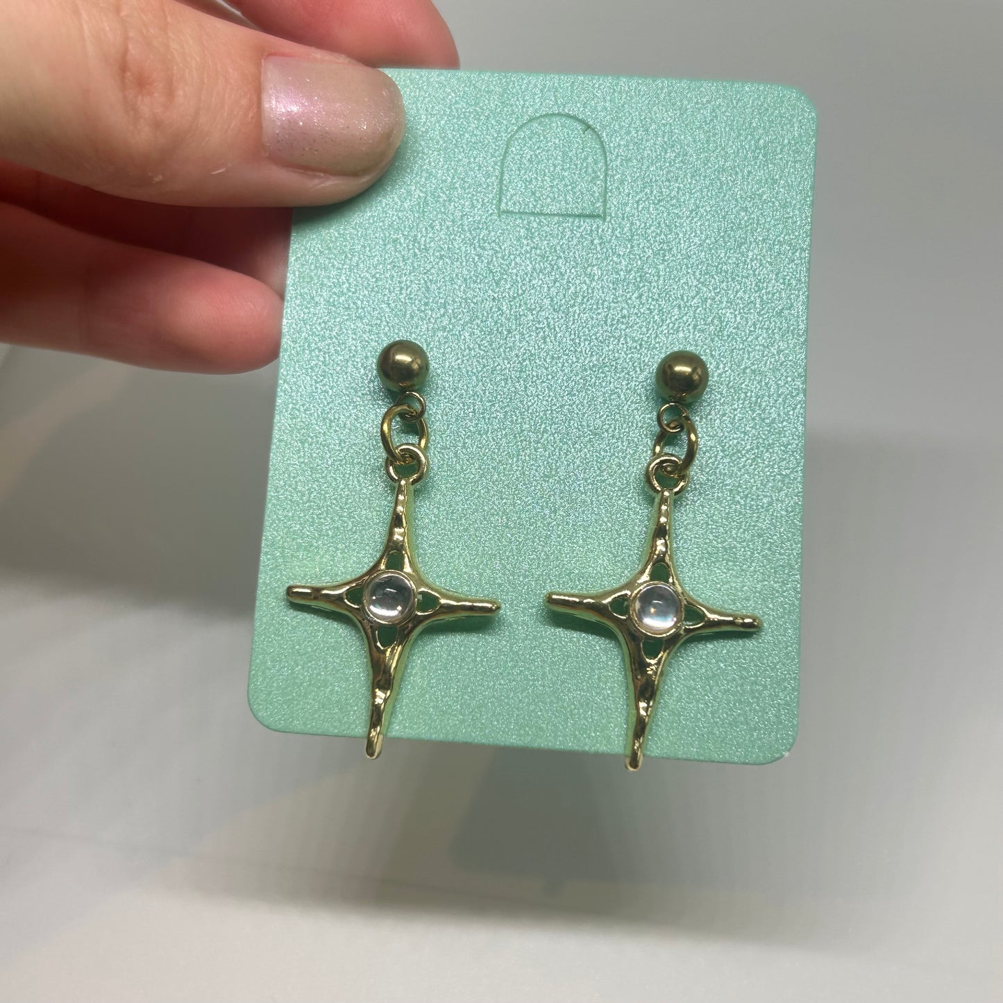 Gold stainless steel stud star earrings