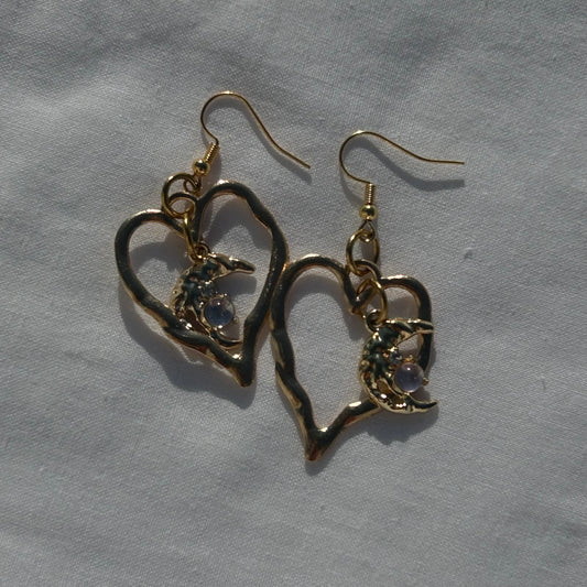 Crescent heart earrings