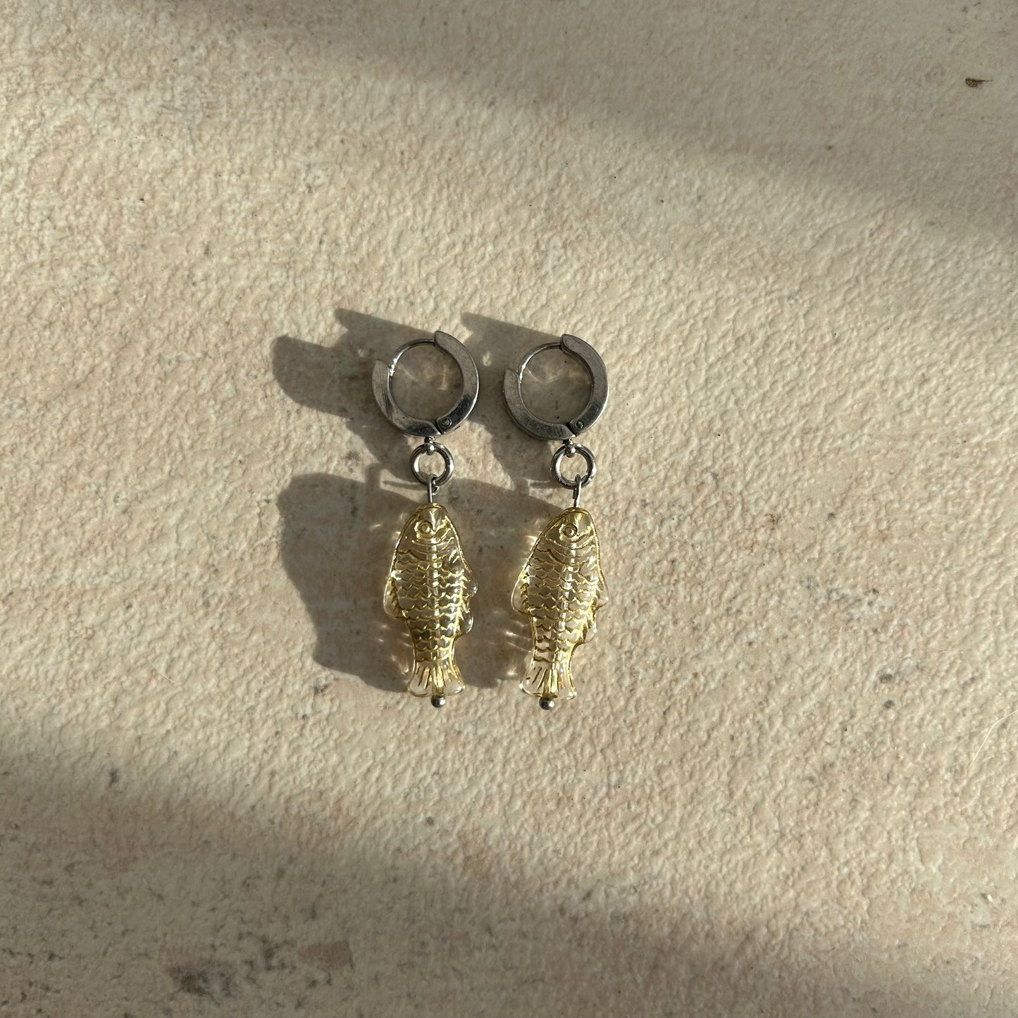 Gold on gold fish earrings