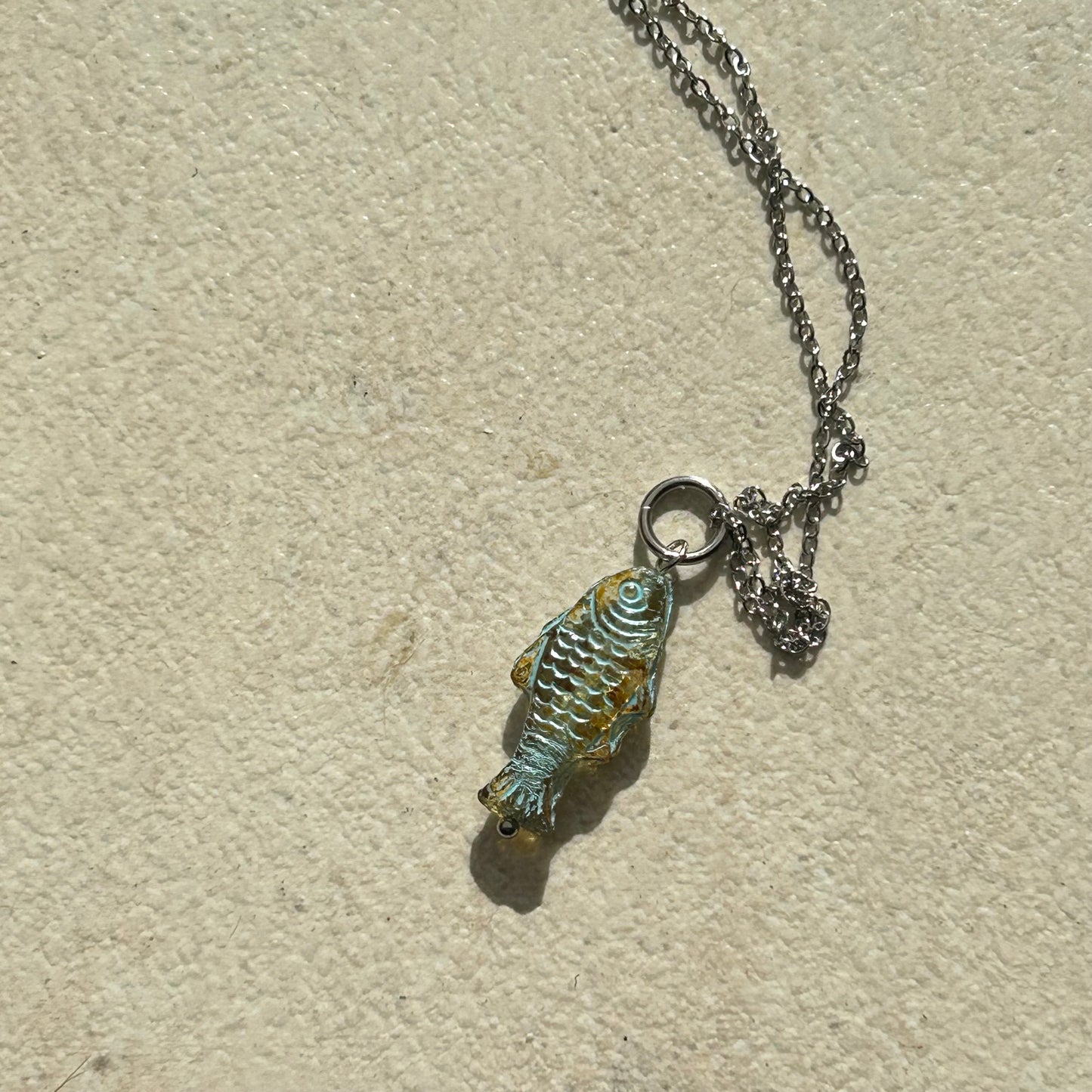Tarmazinite czech glass fish necklace