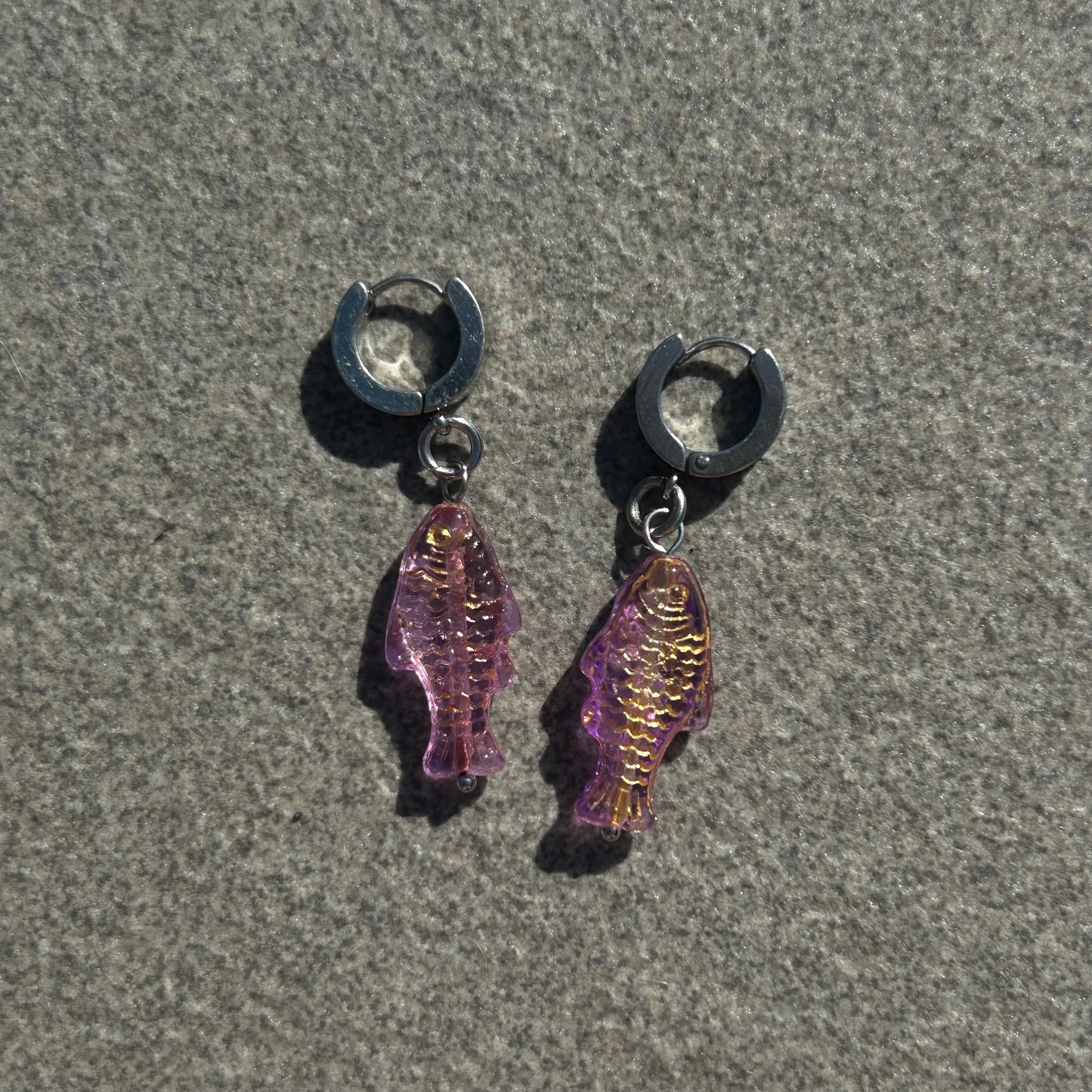 jelly purple fish earrings