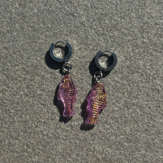 jelly purple fish earrings
