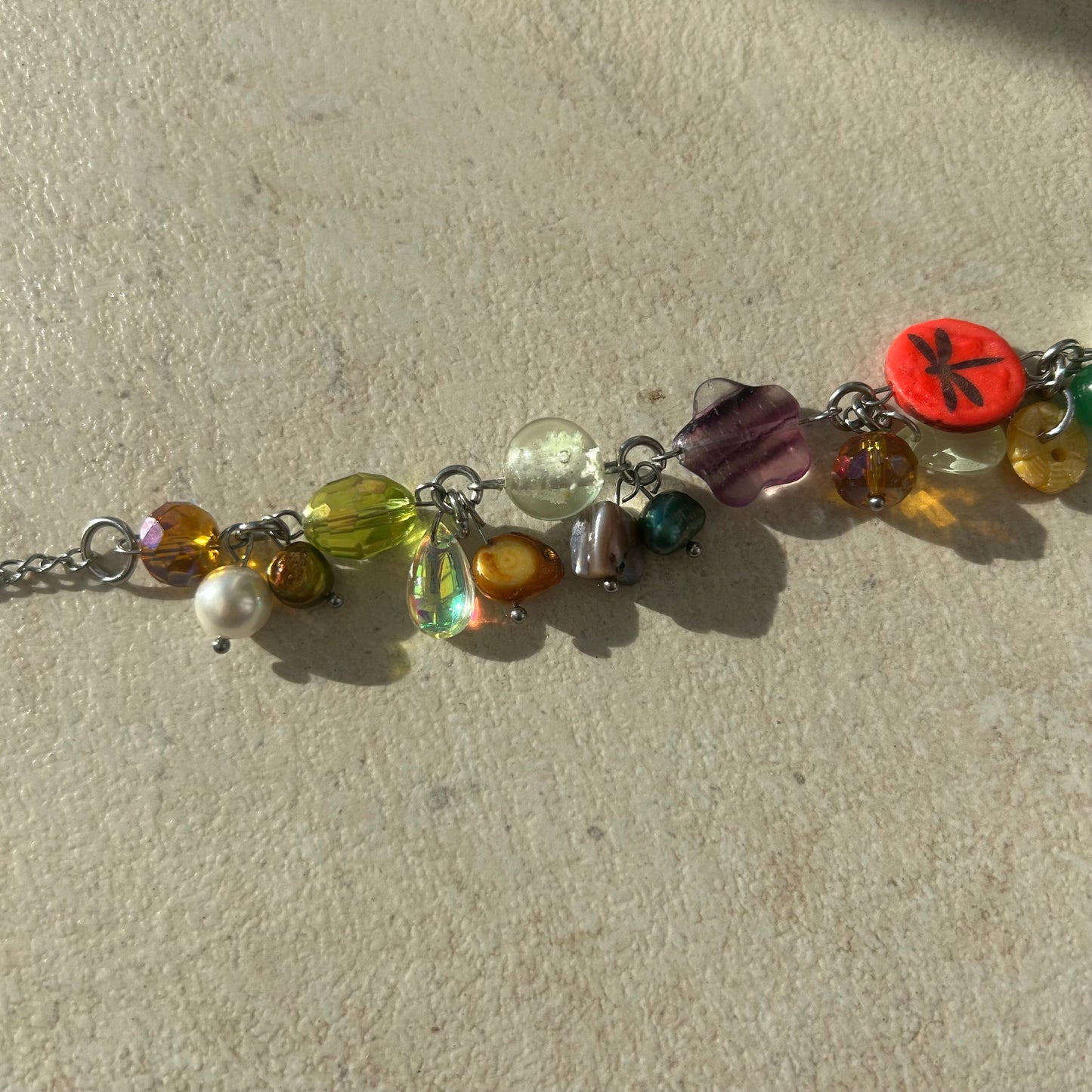 nature glass cluster clutter bracelet