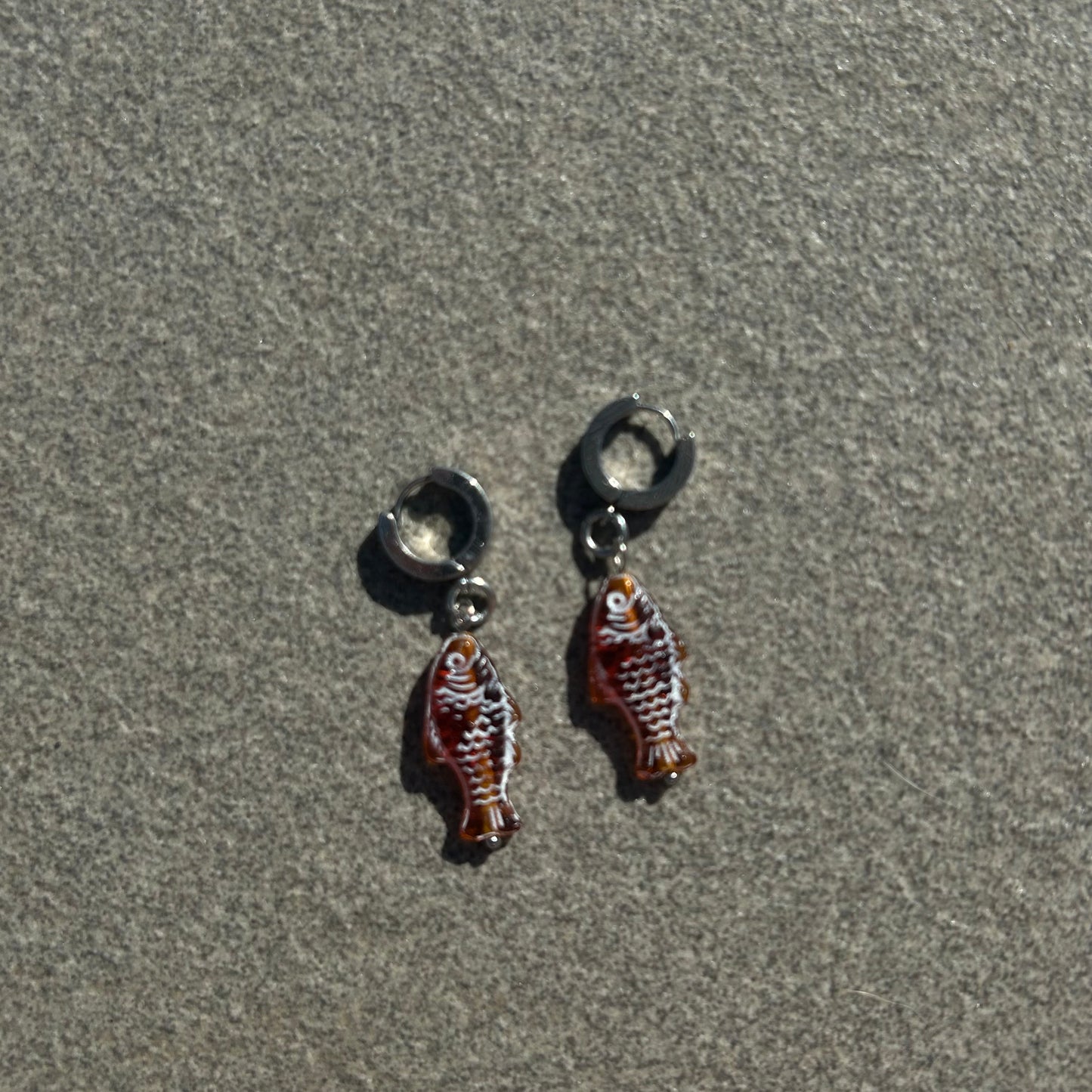 jelly brown fish earrings