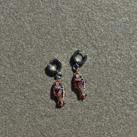 jelly brown fish earrings