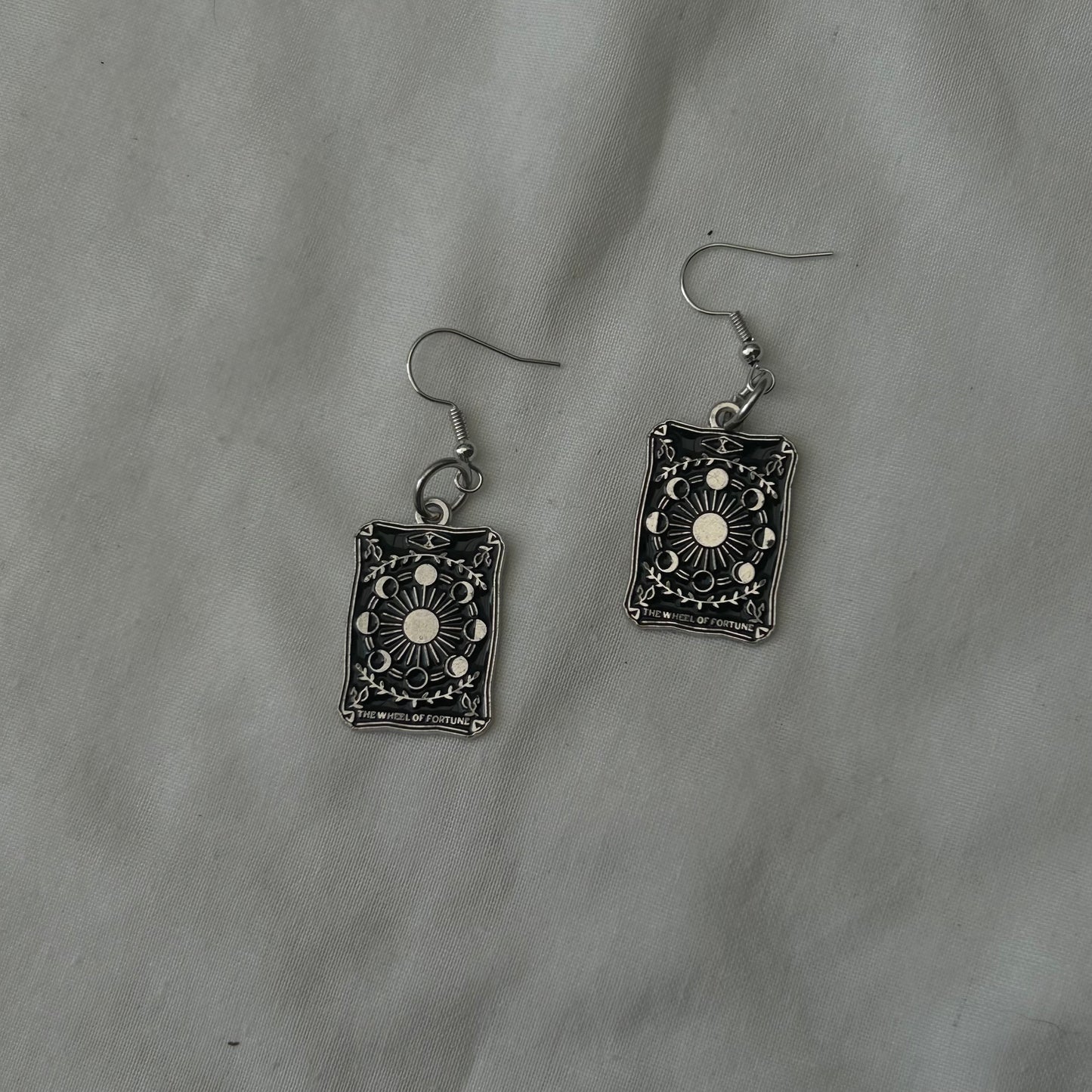 The wheel of fortune tarot card earrings