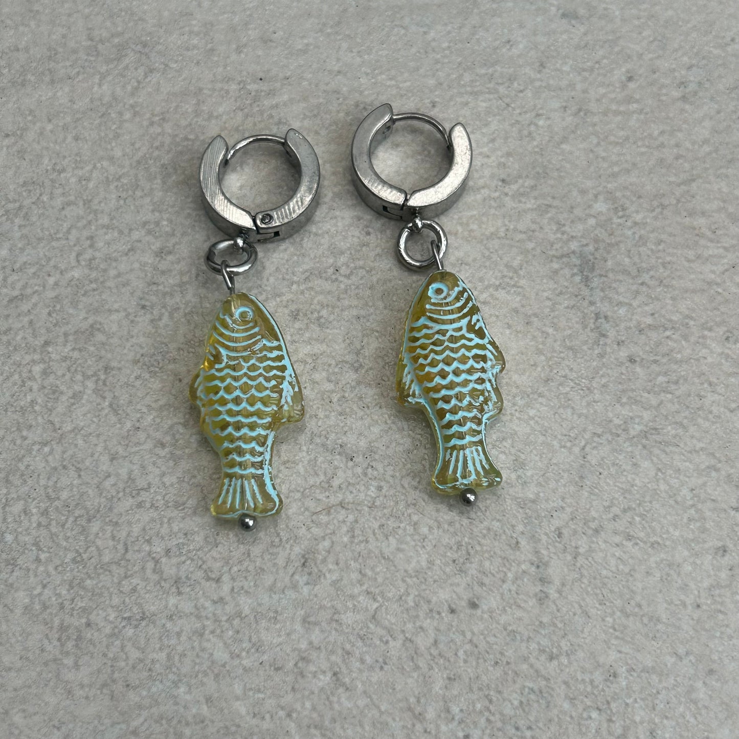 Sage green fish earrings