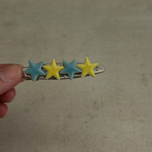 Blue and yellow star mosaic tile clip