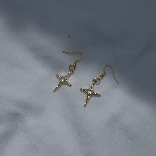 Constellation star in gold earrings