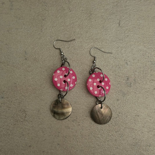 Pink polka dot earrings