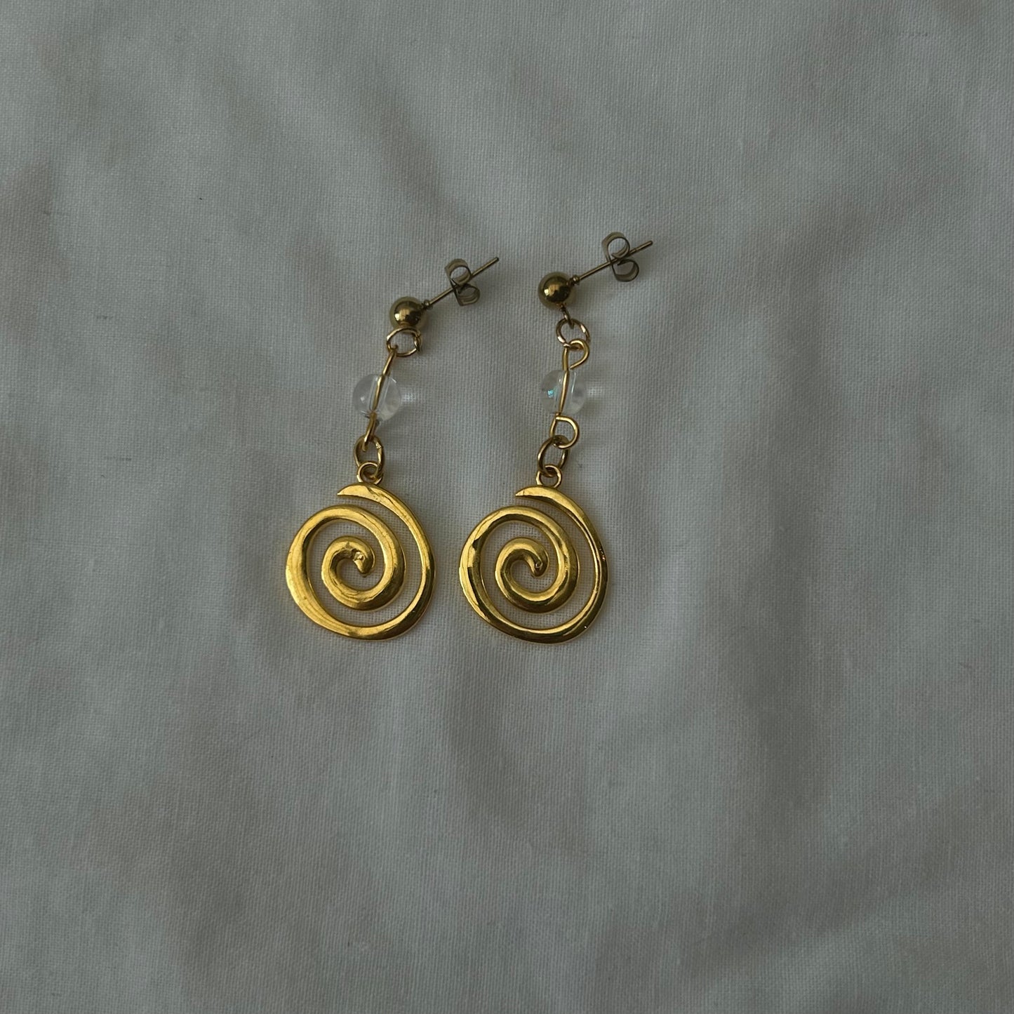 Gold spiral studs with bead