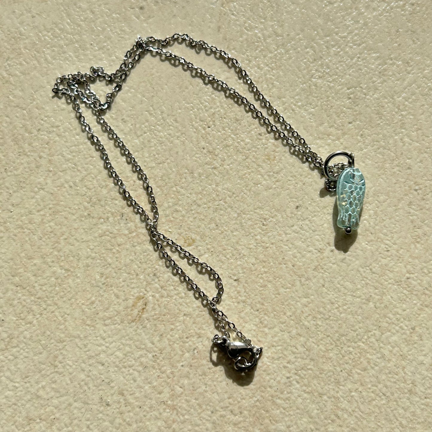 Blue mini fish necklace
