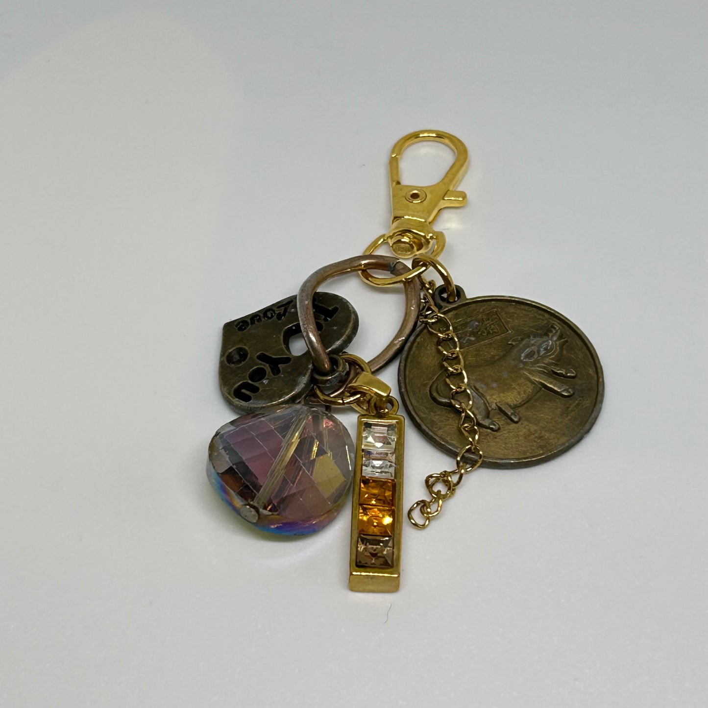 Cluster coin trinket keyring