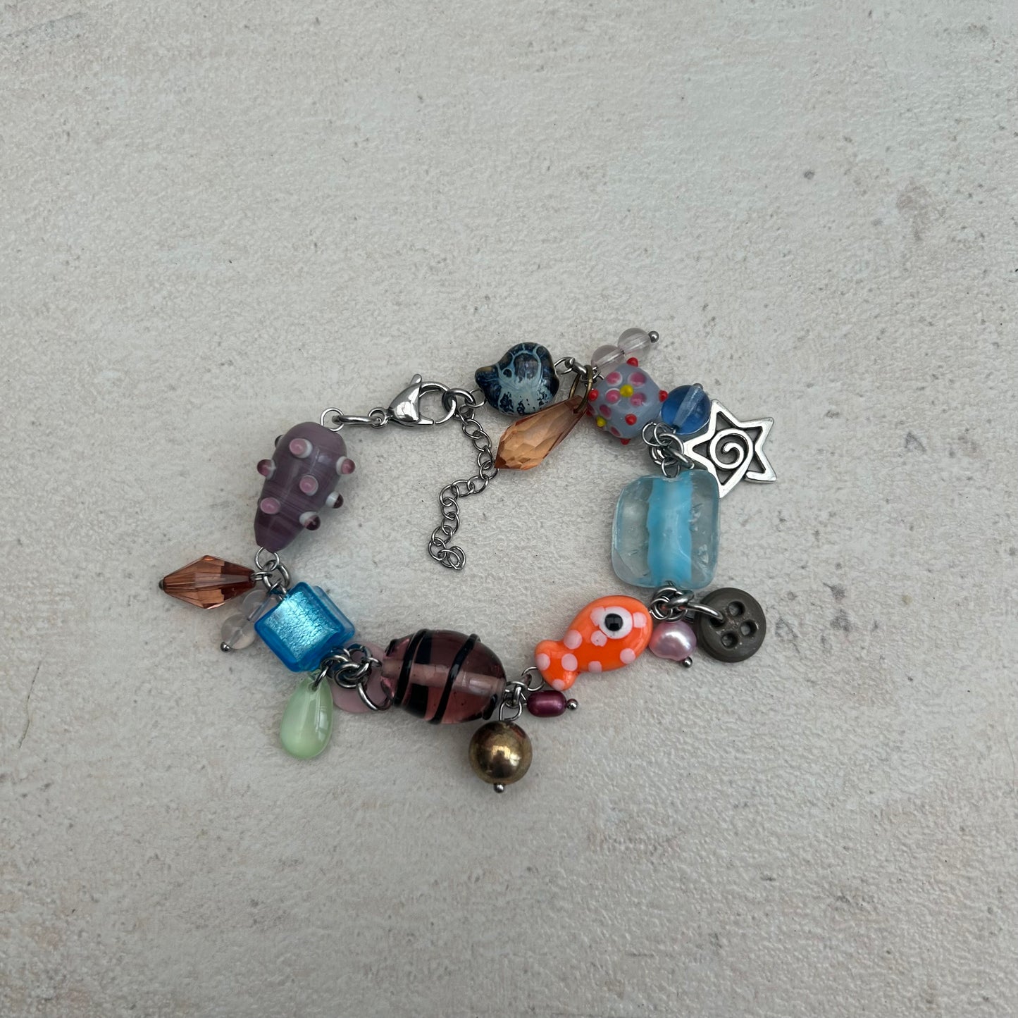 Orange polka dot fish bracelet