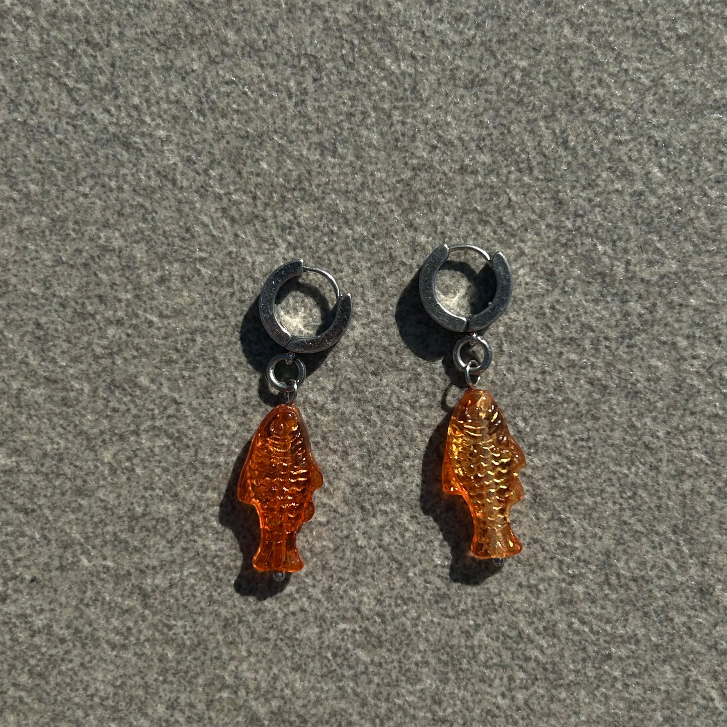 jelly orange fish earrings