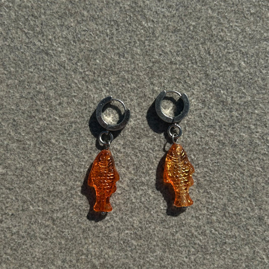 jelly orange fish earrings