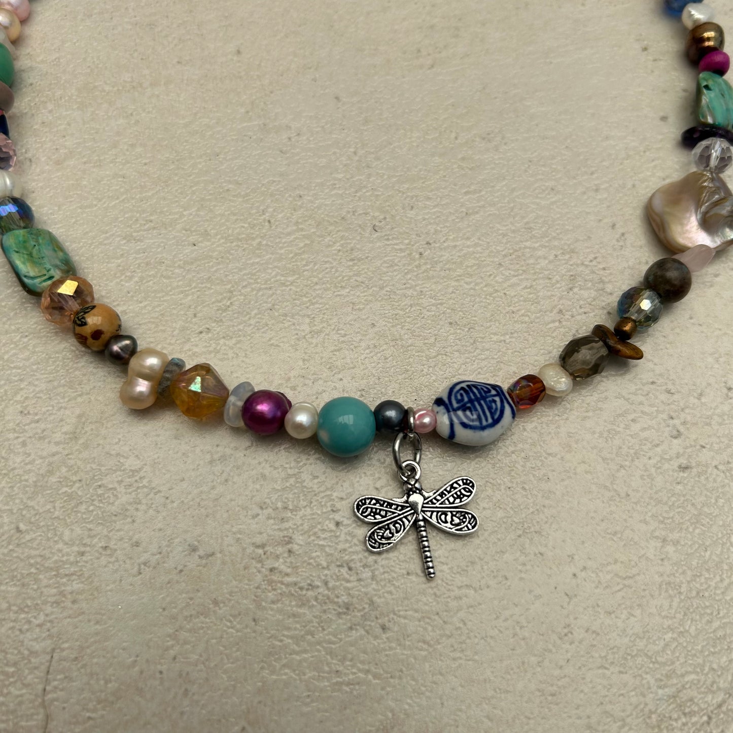 Dragonfly beaded necklace
