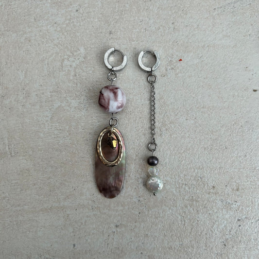 mismatched stainless steel huggie earrings