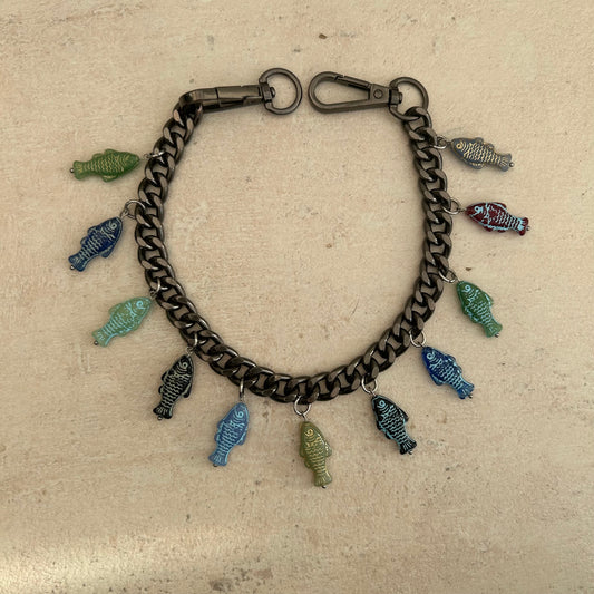 Czech glass fish choker necklace