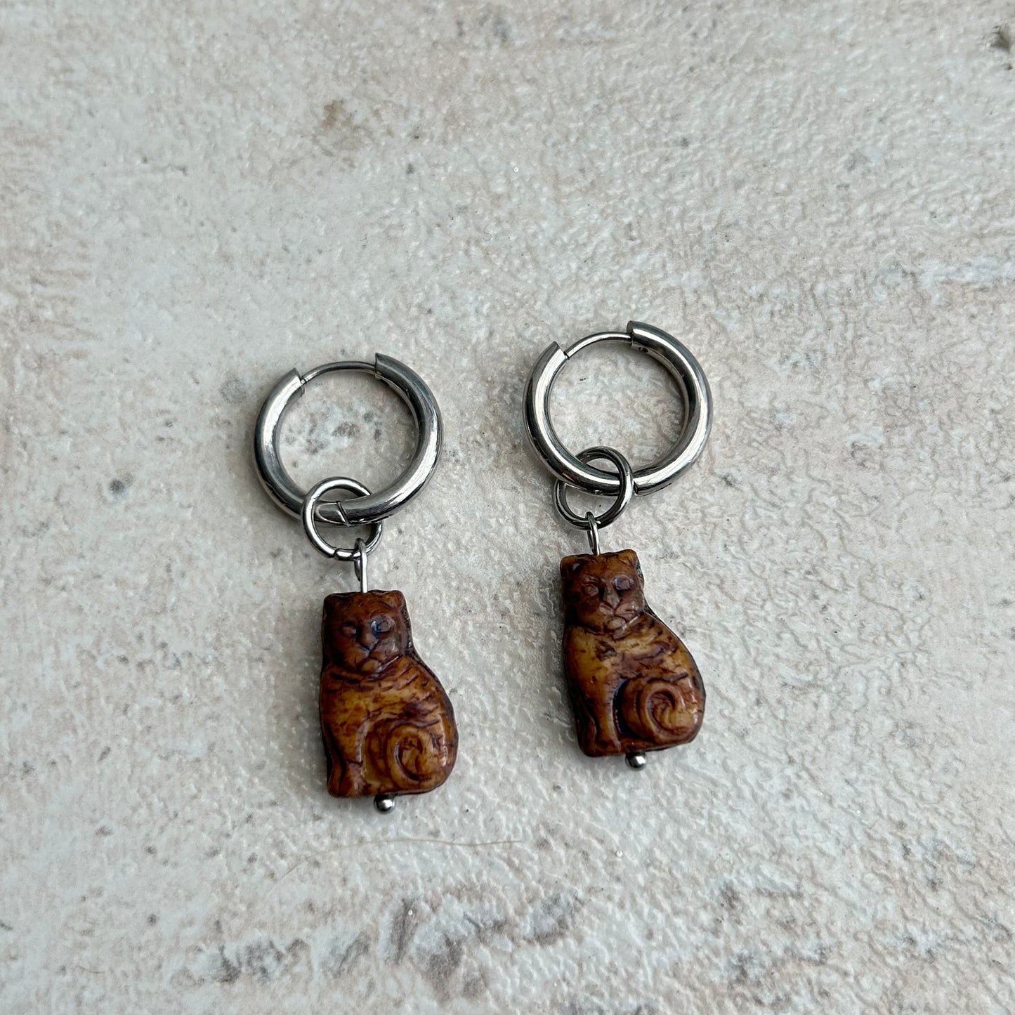 Ginger cat earrings